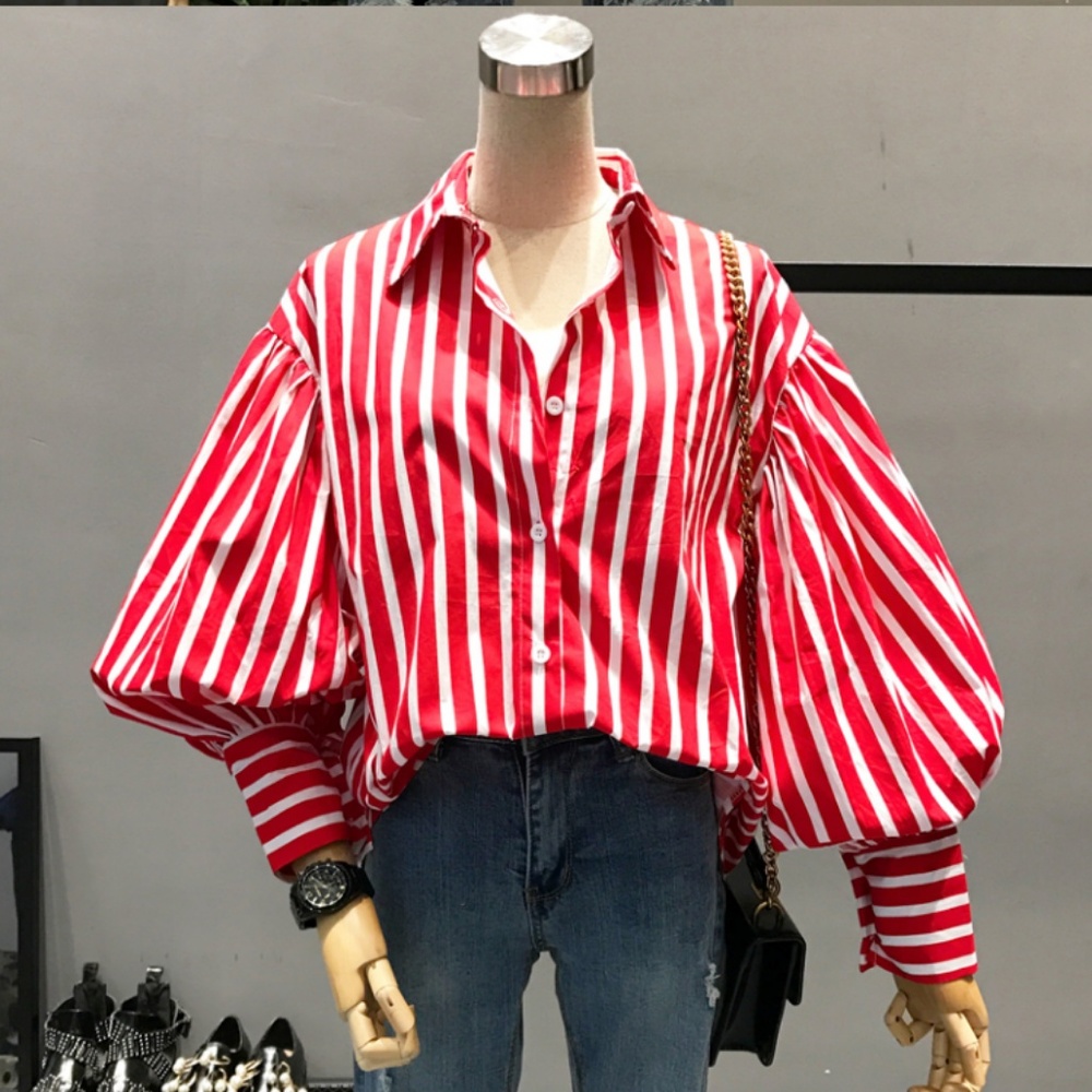 Red & White Stripped Button down shirt